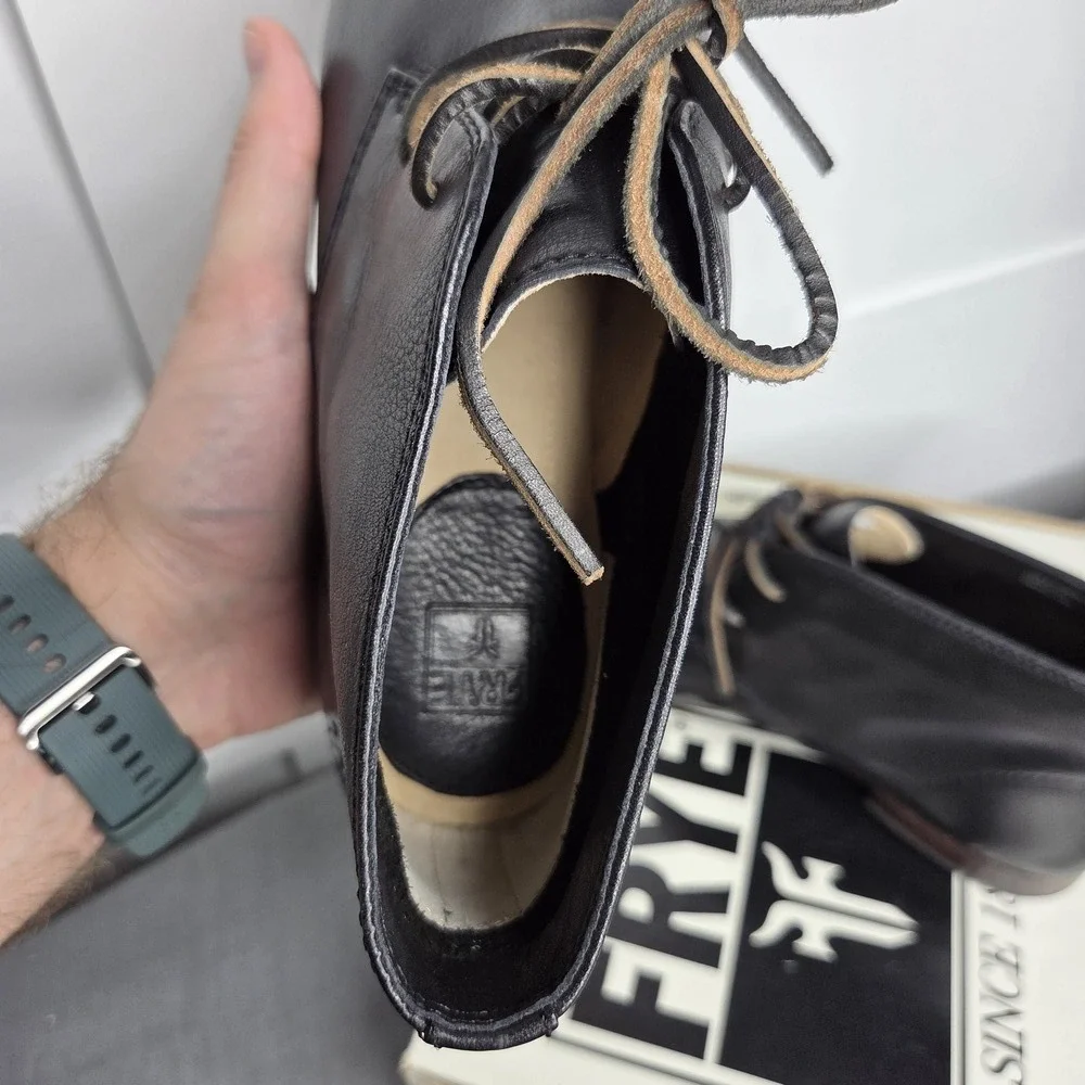 Frye NWT Chukka Men's Black Leather Ankle Boots Size 9.5 US